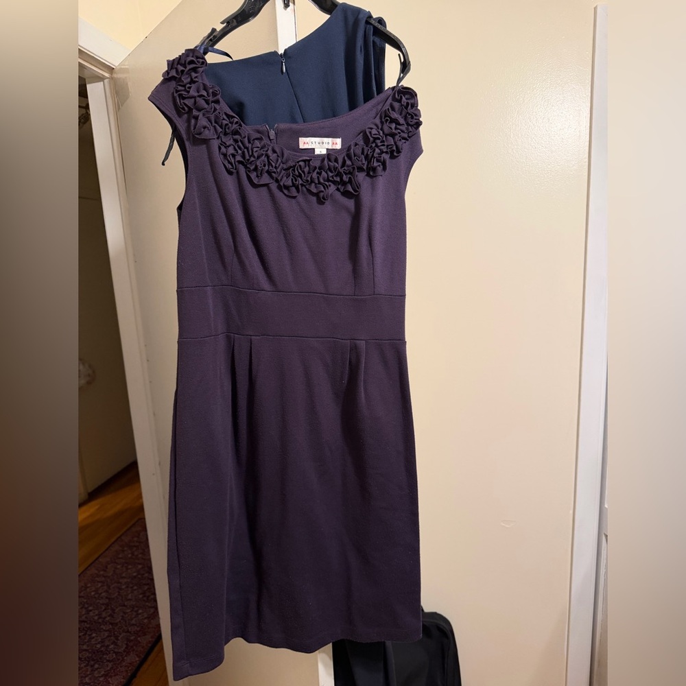 Women Purple Ruffle Dress - stretchy